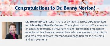 Congratulations to Dr. Bonny Norton!