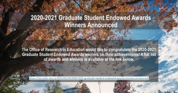 2020-2021 Graduate Student Endowed Awards Winners Announced