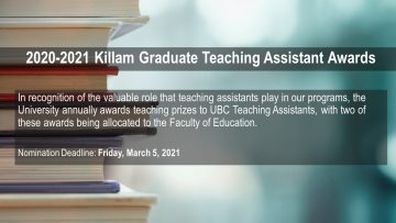 2020-2021 Killam Graduate Teaching Assistant Awards