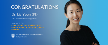 Congratulations Dr. Liv Yoon (KIN) and Team on successful CIHR Catalyst Grant: Chief Public Health Officer (CPHO) Report application!