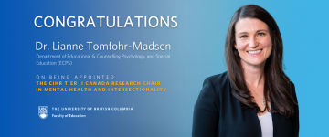 Congratulations to Dr. Lianne Tomfohr-Madsen on being appointed the Canada Research Chair in Mental Health and Intersectionality!