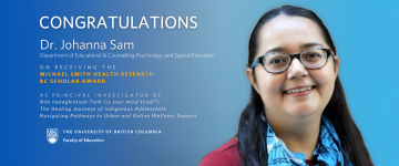 Congratulation to Dr. Johanna Sam (PI) for her successful Michael Smith Health Research BC Scholar Program application!