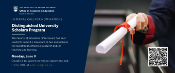 Faculty of Education Vancouver Distinguished University Scholars Internal Selection Process and Deadlines