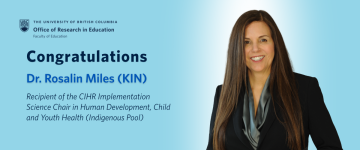 Dr. Rosalin Miles Receives CIHR Implementation Science Chair in Human Development, Child and Youth Health (Indigenous Pool)